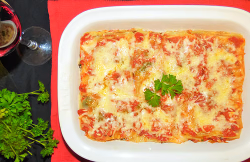Lasagne ze szpinakiem i pieczarkami