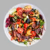 Panzanella z panieorwanym, pieczonym baklażanem