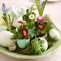 Wielkanocna ozdoba z żywymi kwiatkami