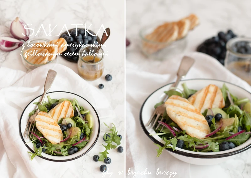 Sałatka z borówkami i grillowanym serem halloumi