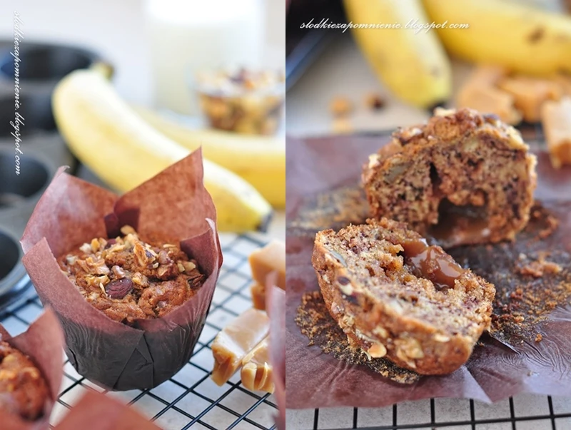 MUFFINY BANANOWE Z KRÓWKAMI I ORZECHAMI