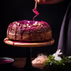 Kakaowa babka majonezowa z różaną polewą z białej czekolady