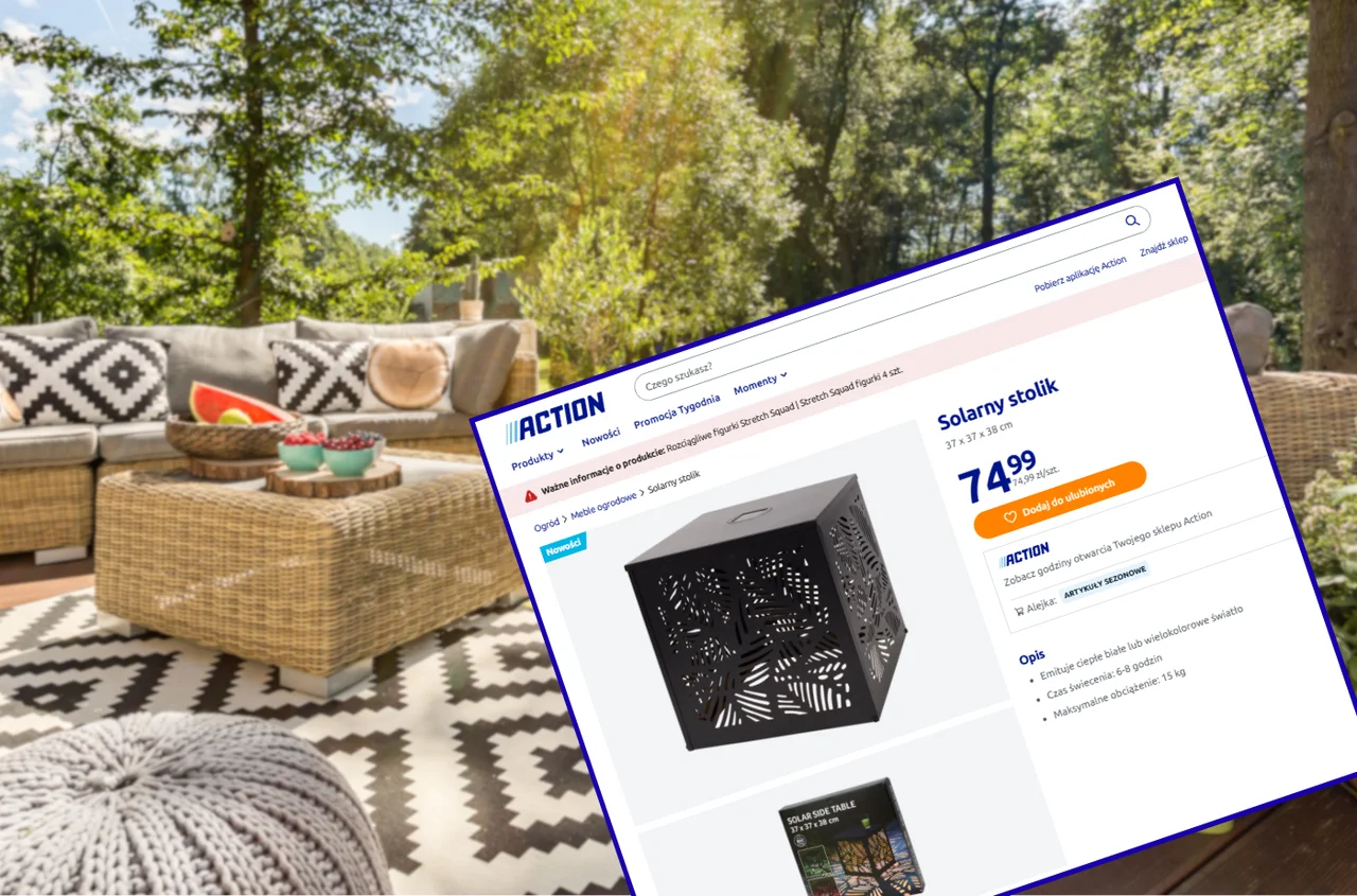Ten solarny stolik z Action za 74 zł to hit na balkon i taras! Bez kabli i prądu, a ażurowy stelaż bosko rozprasza światło