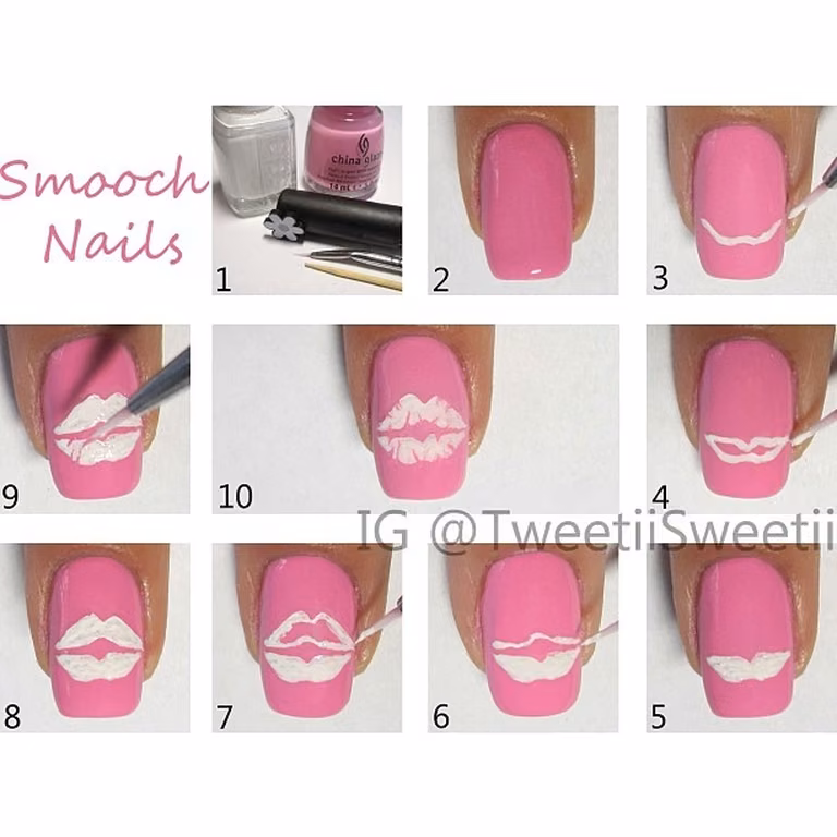 Manicure - różowe usta