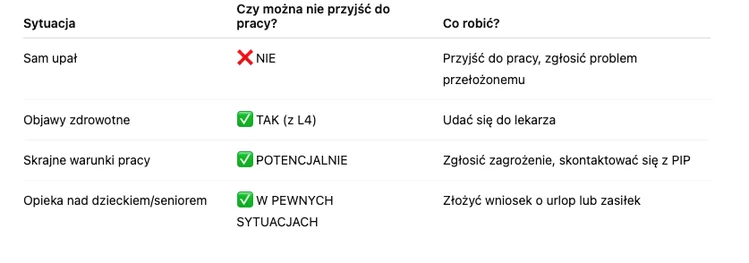 Zdjęcie Czy można nie przyjść do pracy z powodu UPAŁU? Komu należy się L4? #1