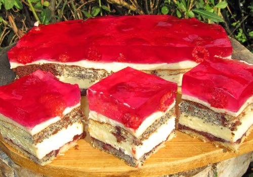 CIASTO POPAPRANIEC Z MALINAMI I GALARETKĄ, pyszne i efektowne+FILM