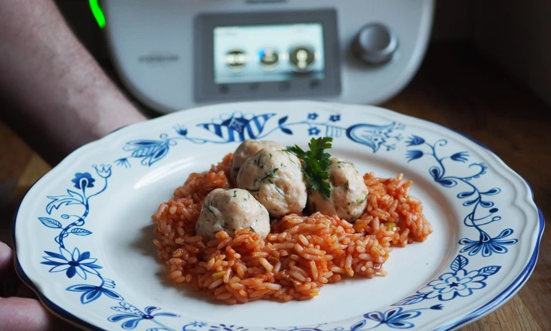 Pulpeciki rybne z ryżem porowo-pomidorowym (Thermomix)