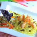 Krewetki na szałwiowym puree z kalafiora