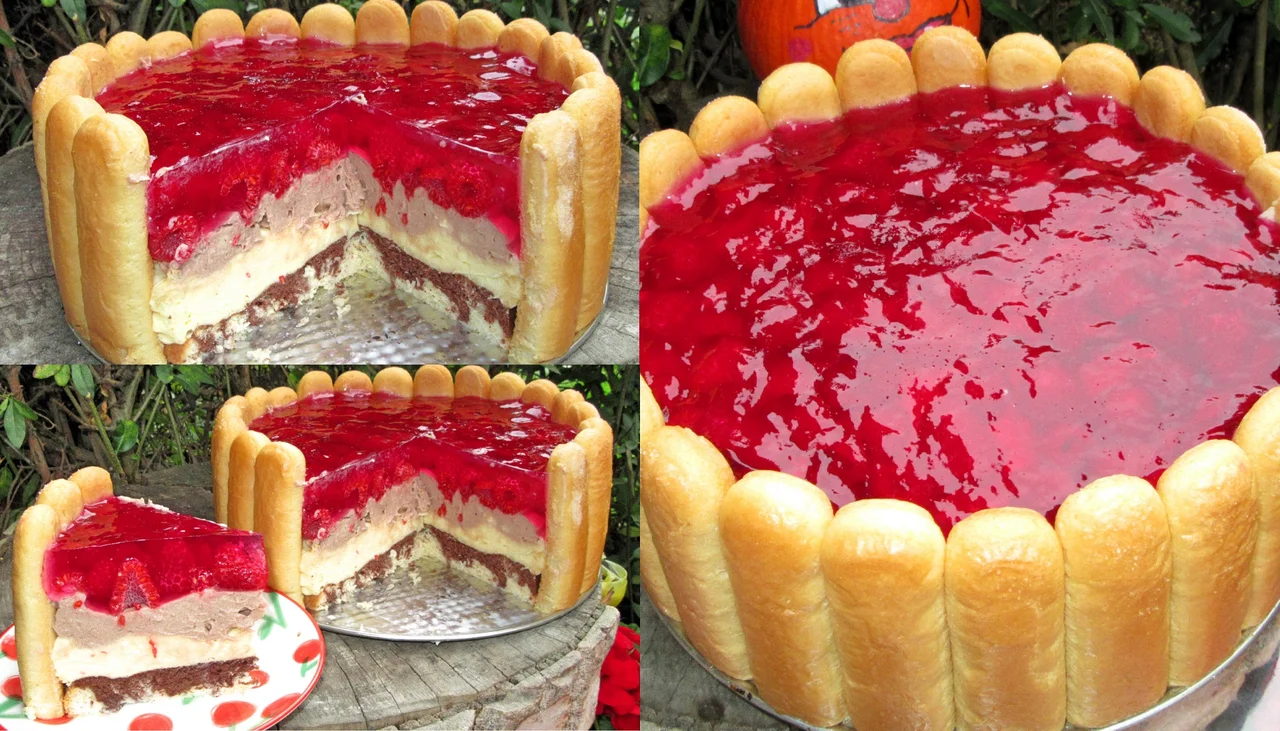 Rewelacyjny torcik a'la CHARLOTTE z kremem i malinami +FILM