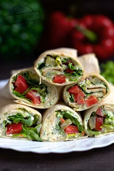 Tortilla z pastą serowo-brokułową i warzywami