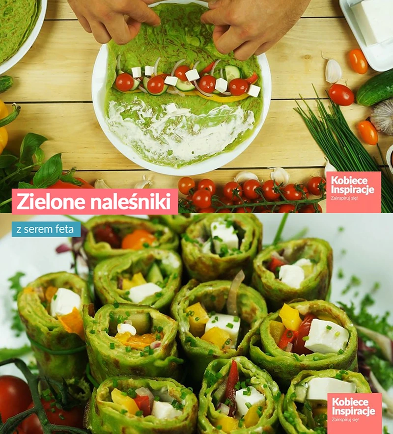 Zielone naleśniki z serem feta