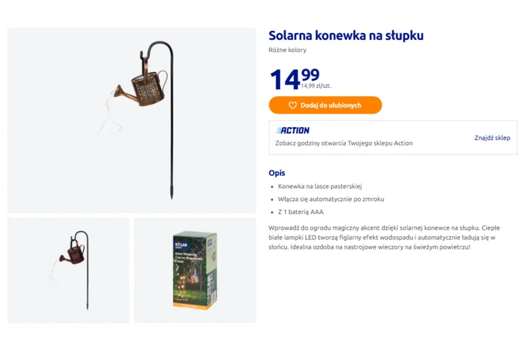 Zdjęcie Ta solarna konewka z Action za 14 zł robi furorę w ogrodach! Efekt świetlnego wodospadu - bez kabli i prądu #1