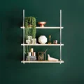 Półki na tle ciemnozielonej ściany