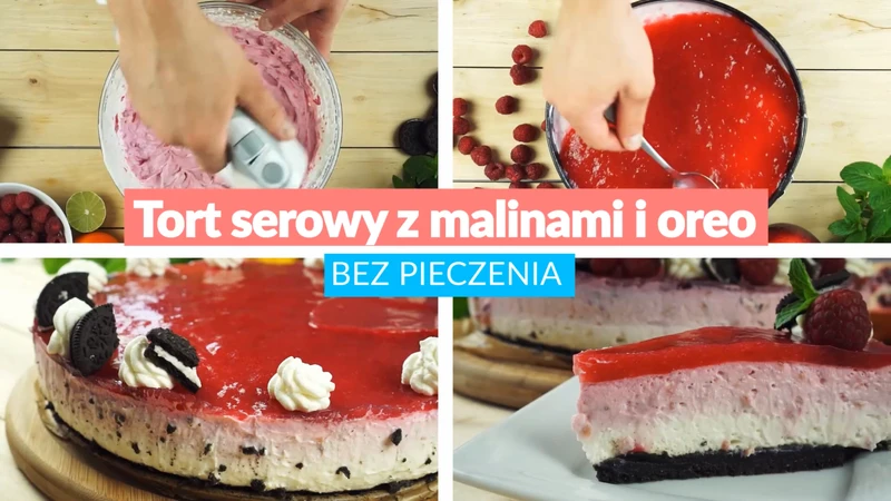 Tort serowy z malinami i oreo