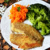 Fit ryba (tilapia) w owsianej panierce + brokuły + surówka z marchwi