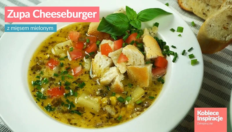 Zupa Cheeseburger z mięsem mielonym