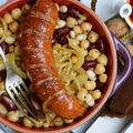 Smażona kiełbasa z warzywami