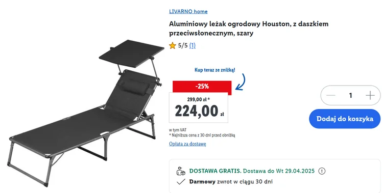 Zdjęcie Wygoda, styl i ochrona przed słońcem! Leżak z daszkiem z Lidla w wyjątkowej promocji, ale trzeba się spieszyć #1