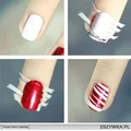 Piękne paznokcie do zrobienia :) biało czerwone paseczki