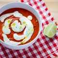 Zupa pomidorową z pieczoną papryką i ryżem