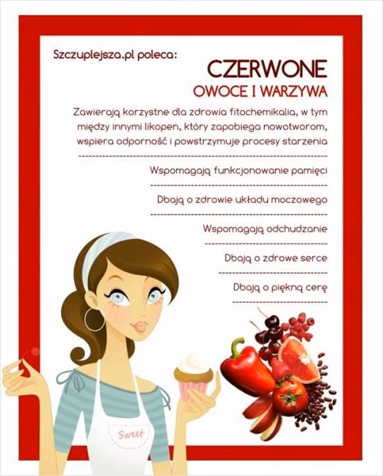 Czerwone owoce i warzywa