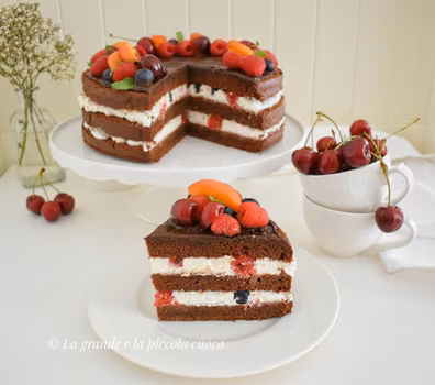 Tort Devil’s food cake z owocami i kremem mascarpone – La grande piccola cuoca