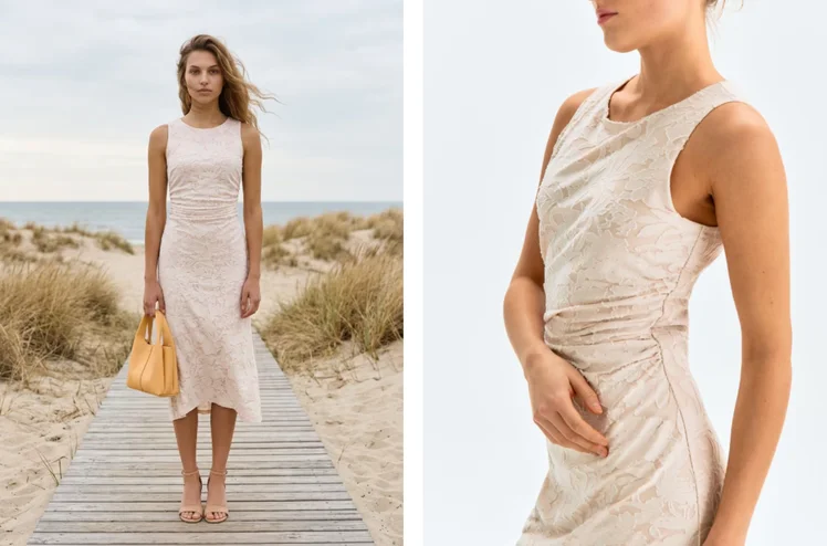 Zdjęcie Ta sukienka z Sinsay za 59 zł to pewniak na Komunię i Chrzciny! Strukturalny kwiatowy wzór i kolor dodają szyku #3