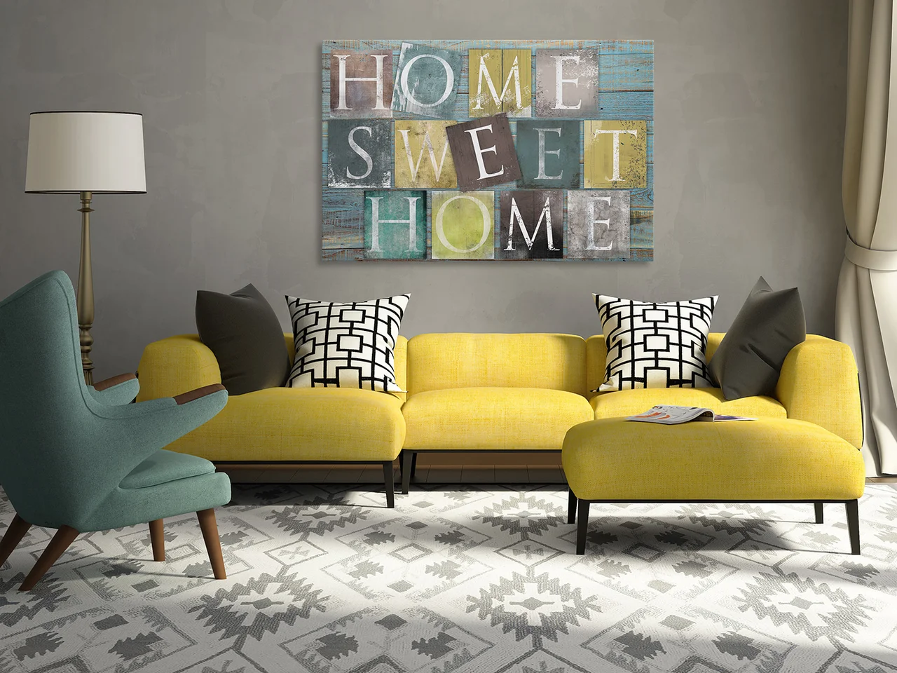 Home sweet home - nowoczesny obraz na płótnie