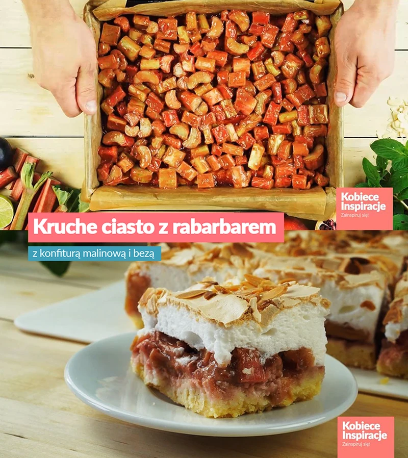 Kruche ciasto z rabarbarem i bezą