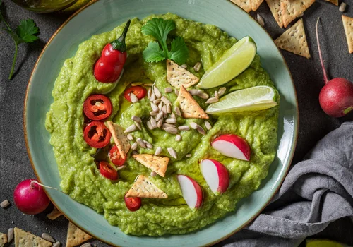 Połącz składniki i gotowe! Pikantne guacamole z chrupiącymi dodatkami – zdrowa i pyszna przekąska!