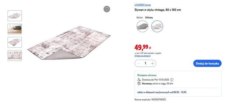 Zdjęcie Ten dywan z Lidla za 49,99 zł bosko odmieni salon! Mięciutki, solidnie obszyty, a wzór vintage wygląda luksusowo #1