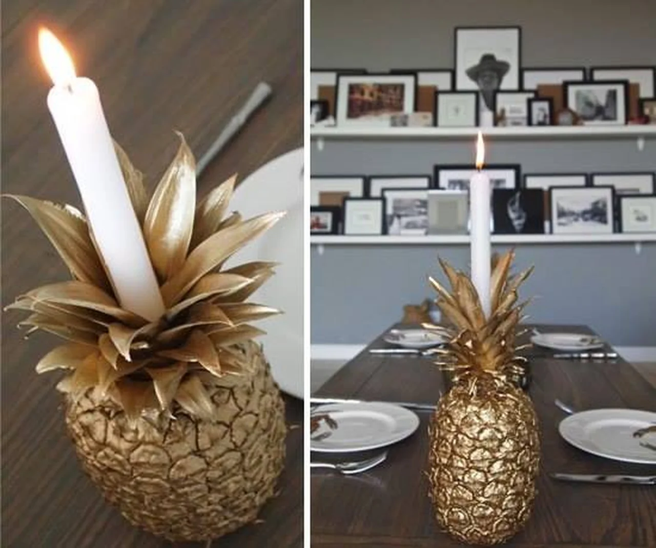 Pomysłowe dekoracje - świeczka i ananas