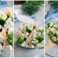 Sałatka brokułowa z jajkami, tofu i sosem cezar