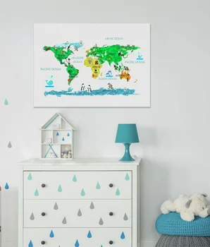 Mapa ze zwierzakami do pokoiku chłopca lub dziewczynki