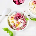Ryż na mleku z bananami - Rice Pudding with raspberries nad banana