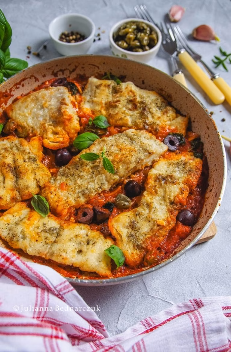 Dorsz w stylu Livorno (Baccalà alla Livornese)