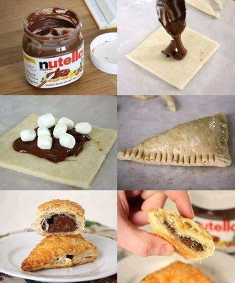Pierożki z nutellą z ciasta francuskiekiego