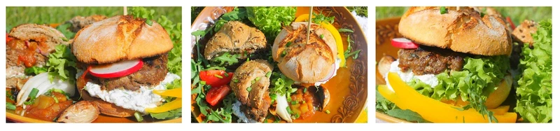 Burgery z grilla z pikantną marmoladą rabarbarową
