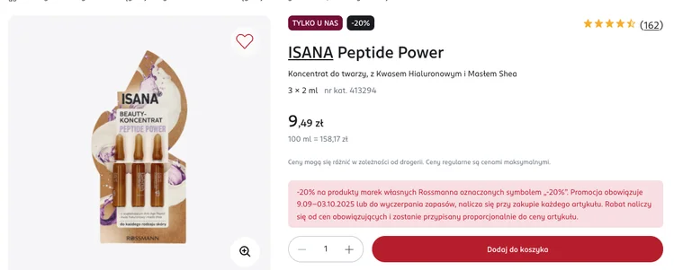 Zdjęcie Te ampułki z Rossmanna za 9,49 zł dają efekt wygładzenia i blasku w kilka minut! HIT z peptydami i kwasem hialuronowym #1