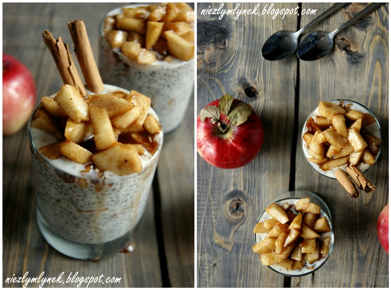 Pudding chia z karmelizowanymi jabłkami