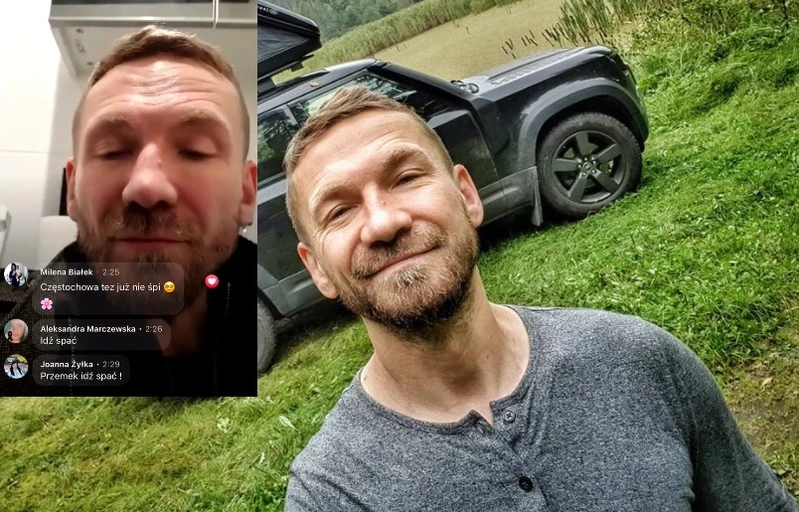 "Bardzo zmęczony" Kossakowski nadawał na żywo w środku nocy. Nagranie trafiło do sieci