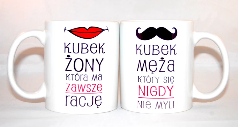 Komplet kubków dla pary młodej