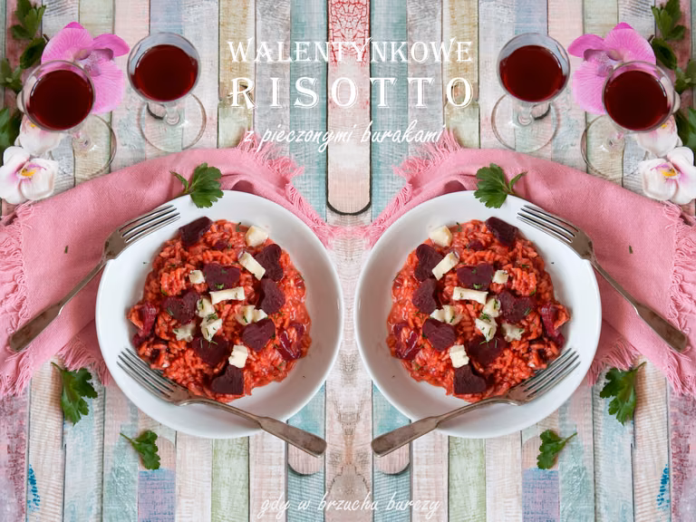 Różowe risotto z pieczonymi burakami