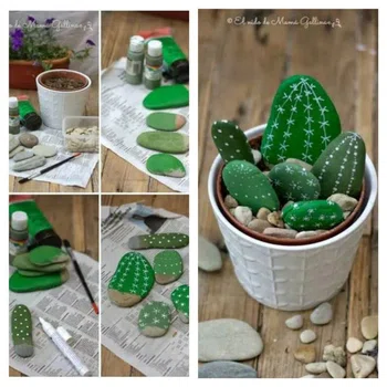 Pomysłowy kaktus z kamieni
