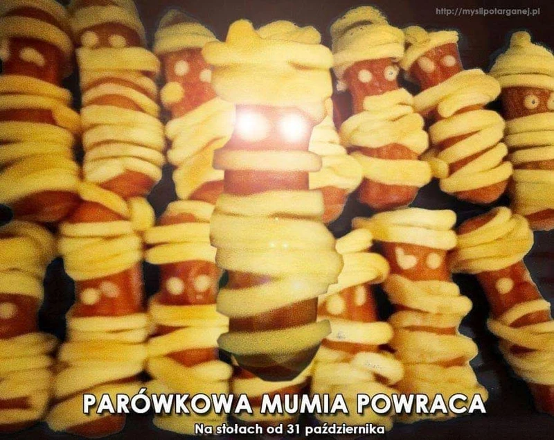 Mumie z parówek - przekąska na Halloween