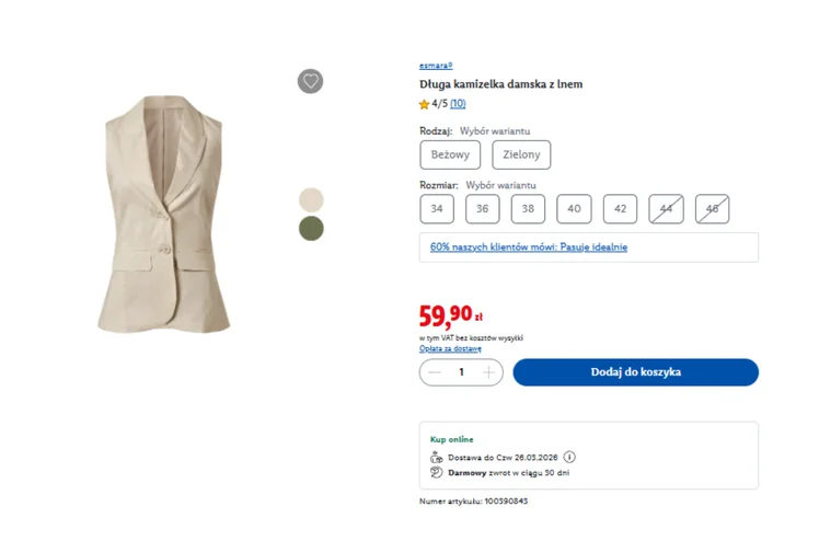 Zdjęcie Te lniane kamizelki z Lidla za 59 zł to modowy hit wiosny! Taliowany i dłuższy krój robi boską sylwetkę - do T-shirtu i sukienki #1