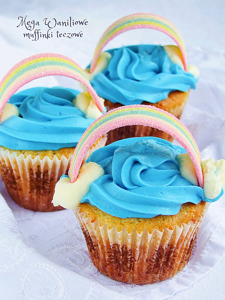 mega waniliowe muffinki tęczowe