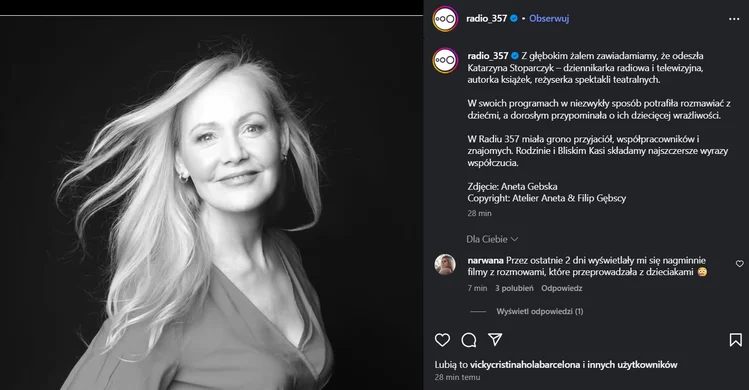 Zdjęcie Nie żyje Katarzyna Stoparczyk! Radiowa Trójka i Radio 357 pogrążone w żałobie #1