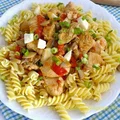 Kurczak z pomidorami i pieczarkami