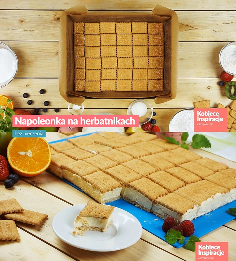 Napoleonka na herbatnikach  - BEZ PIECZENIA